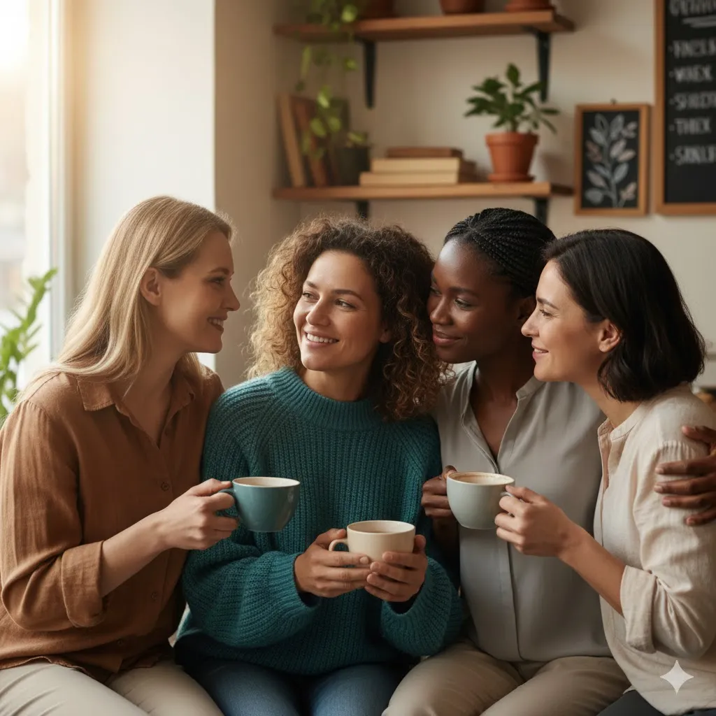 Two women talking together
