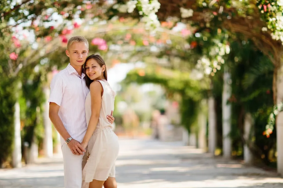 Newlywed couple portrait