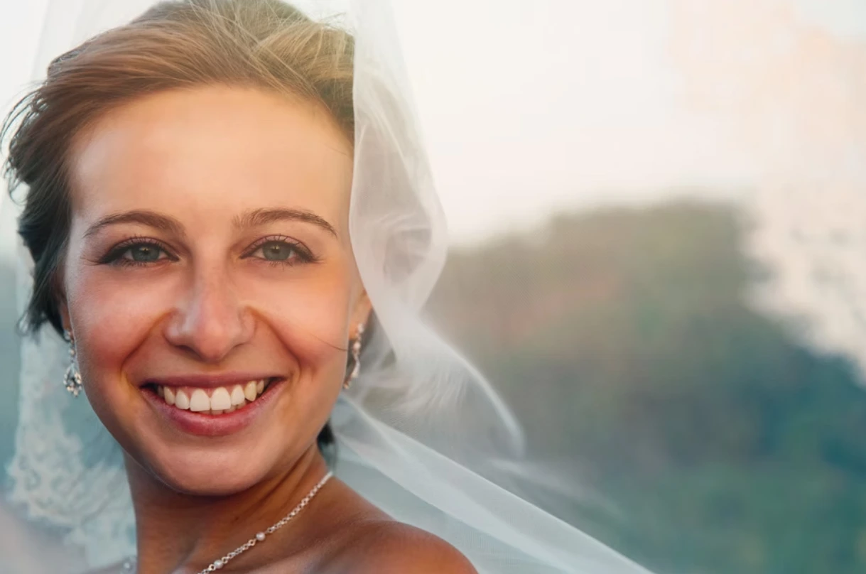 Close up of beautiful bridal makeup